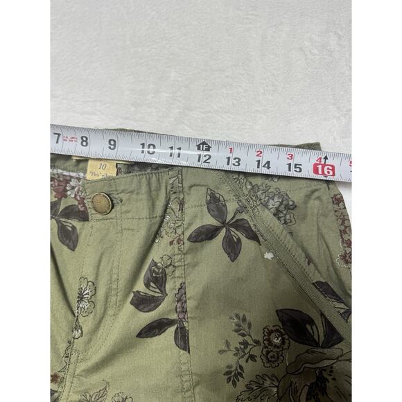 Democracy Flex-ellent Floral Print Utility Cargo Pants, Military Green Size 10 - Picture 4 of 5